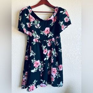 Charlotte Russe Black and Pink Floral Midi Dress